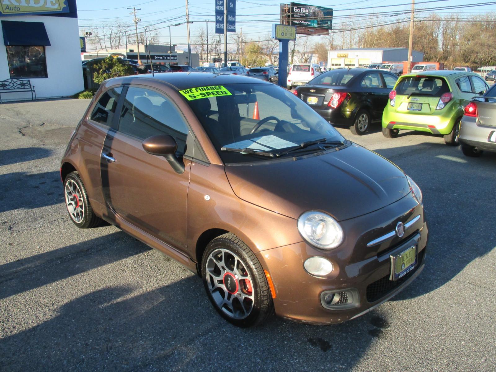 2013 BROWN* Fiat 500 Sport Hatchback (3C3CFFBR5DT) with an 1.4L L4 engine, located at 1254 Manheim Pike, Lancaster, PA, 17601, (717) 393-9133, 40.062870, -76.323273 - Photo #2