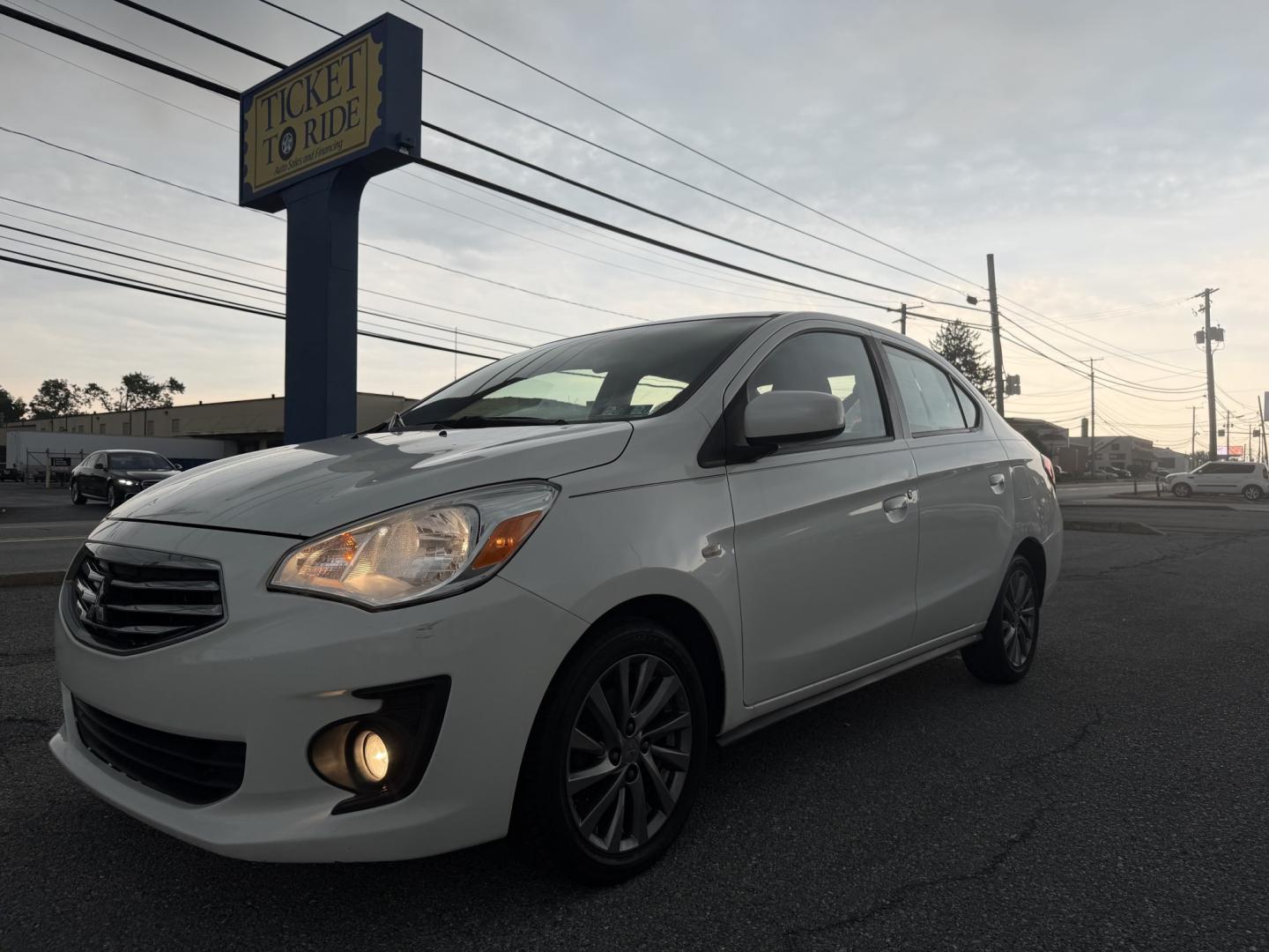 2019 WHITE Mitsubishi Mirage G4 ES 5M (ML32F3FJ1KH) with an 1.2L L3 DOHC engine, 5M transmission, located at 1254 Manheim Pike, Lancaster, PA, 17601, (717) 393-9133, 40.062870, -76.323273- Photo#0