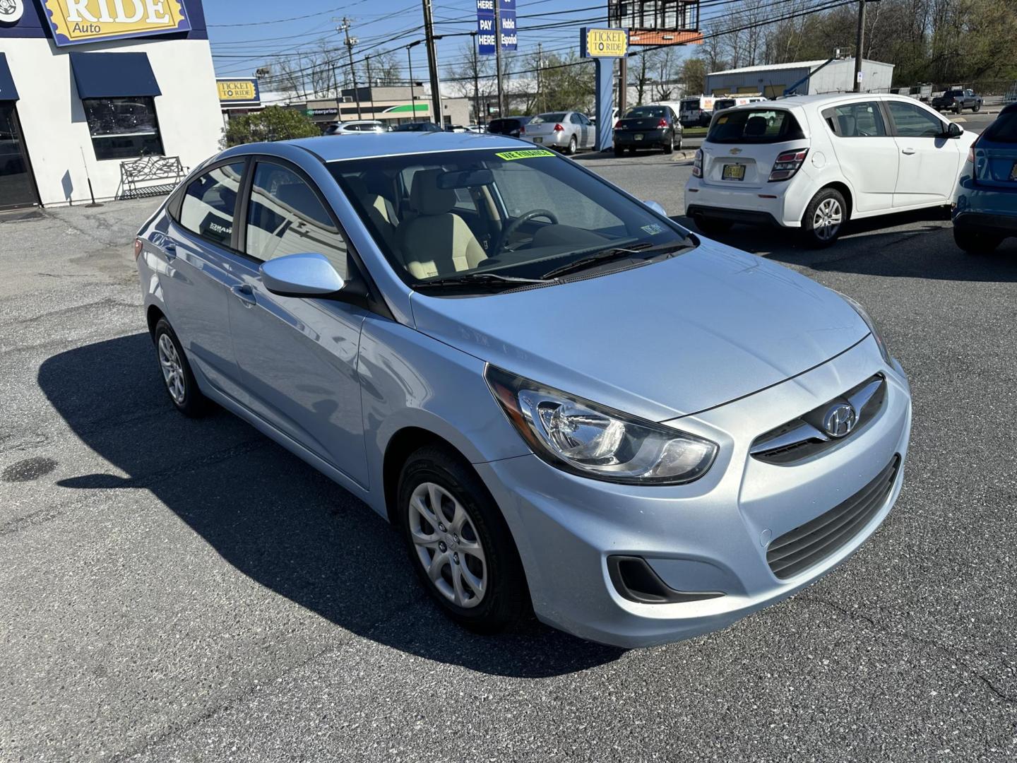 2013 BLUE Hyundai Accent GLS 4-Door (KMHCT4AE7DU) with an 1.6L L4 DOHC 16V engine, located at 1254 Manheim Pike, Lancaster, PA, 17601, (717) 393-9133, 40.062870, -76.323273 - Photo#2