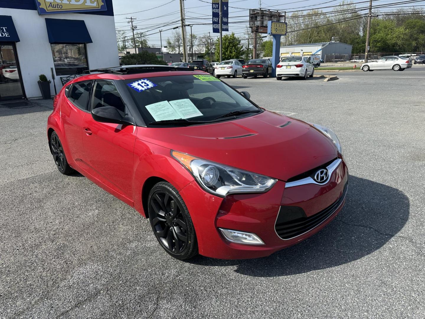 2013 RED Hyundai Veloster Base (KMHTC6AD8DU) with an 1.6L L4 DOHC 16V engine, located at 1254 Manheim Pike, Lancaster, PA, 17601, (717) 393-9133, 40.062870, -76.323273 - Photo#2